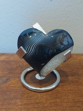 Black Onyx & Quartz Puffer Heart